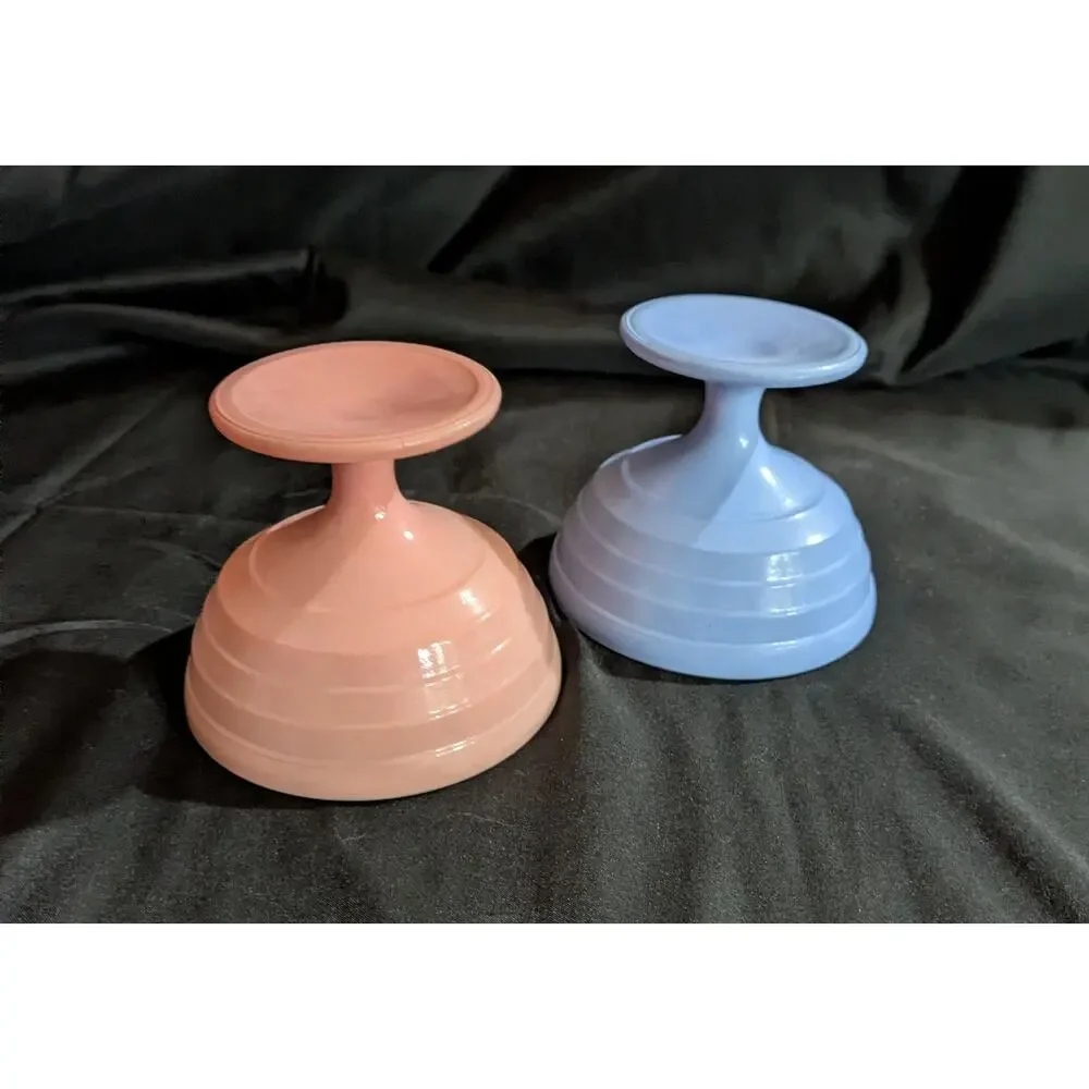 Vintage set (2) Hazel Atlas pastel modern tone platinite champagne sherbet cups